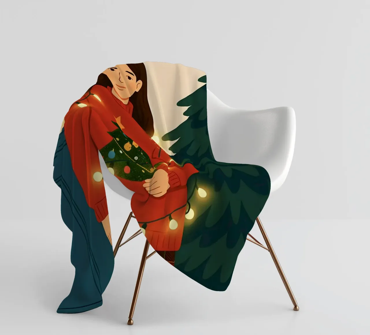 LUCI DI NATALE AGGROVIGLIATE coperta in pile da CHRISTMAS ART