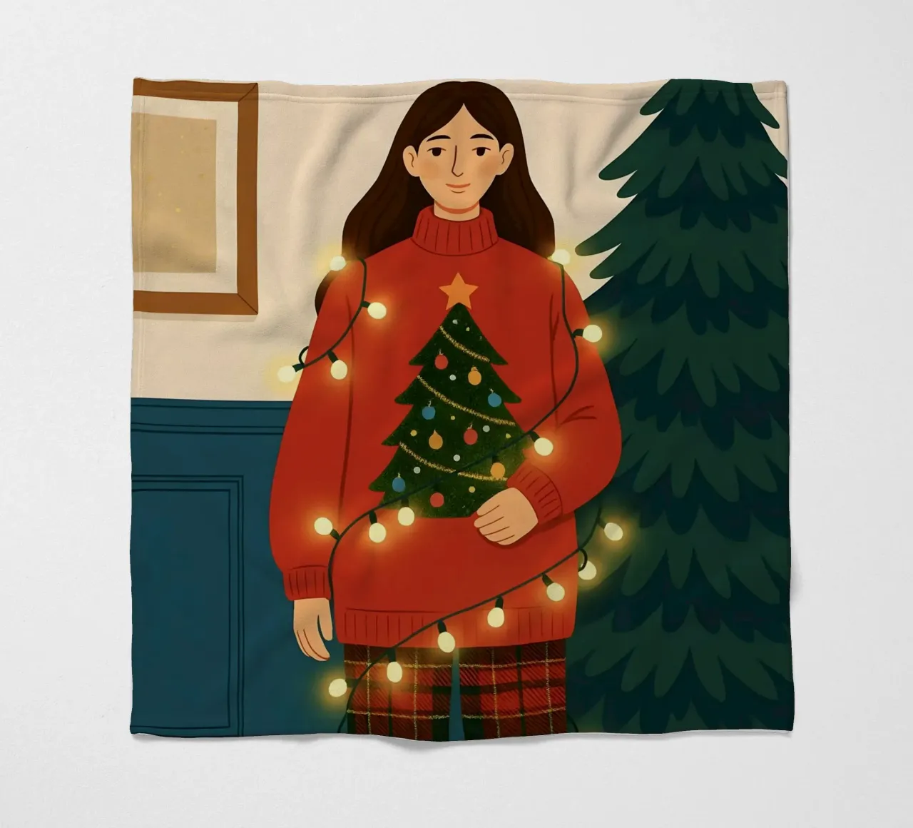 LUCI DI NATALE AGGROVIGLIATE coperta in pile da CHRISTMAS ART