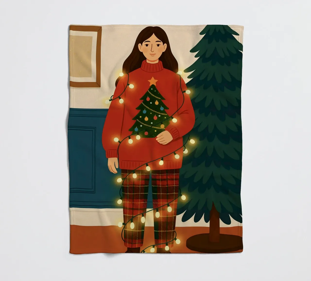 LUCI DI NATALE AGGROVIGLIATE coperta in pile da CHRISTMAS ART