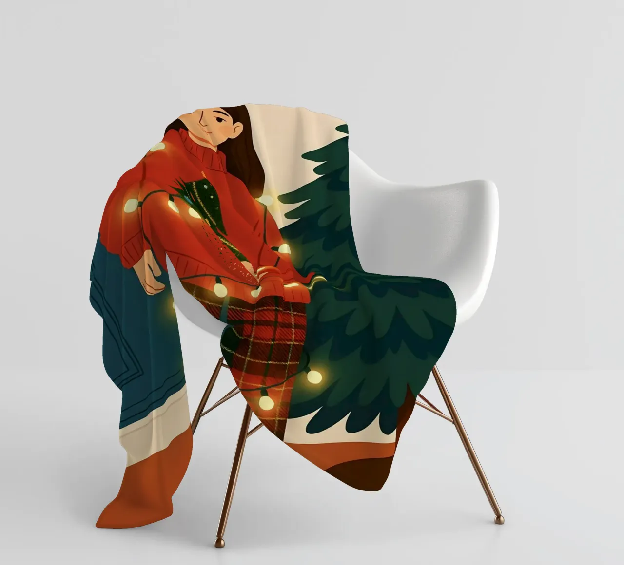 LUCI DI NATALE AGGROVIGLIATE coperta in pile da CHRISTMAS ART