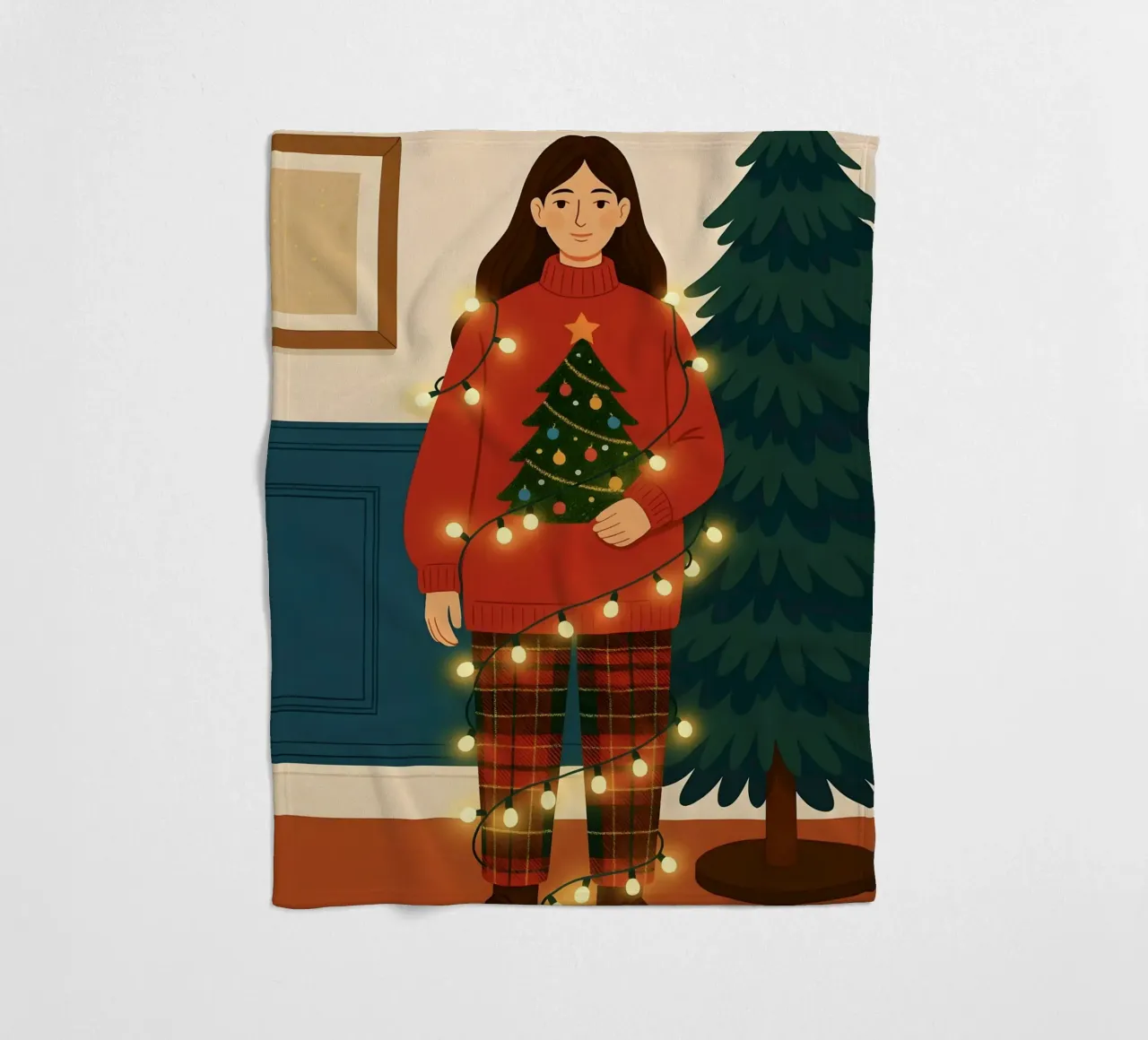 LUCI DI NATALE AGGROVIGLIATE coperta in pile da CHRISTMAS ART