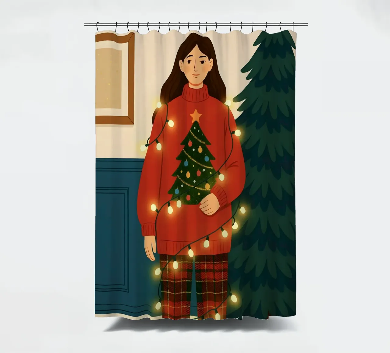 LUCI DI NATALE AGGROVIGLIATE tenda da doccia da CHRISTMAS ART