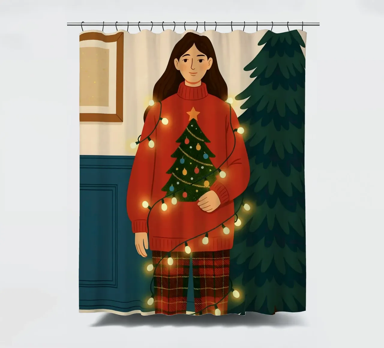 LUCI DI NATALE AGGROVIGLIATE tenda da doccia da CHRISTMAS ART