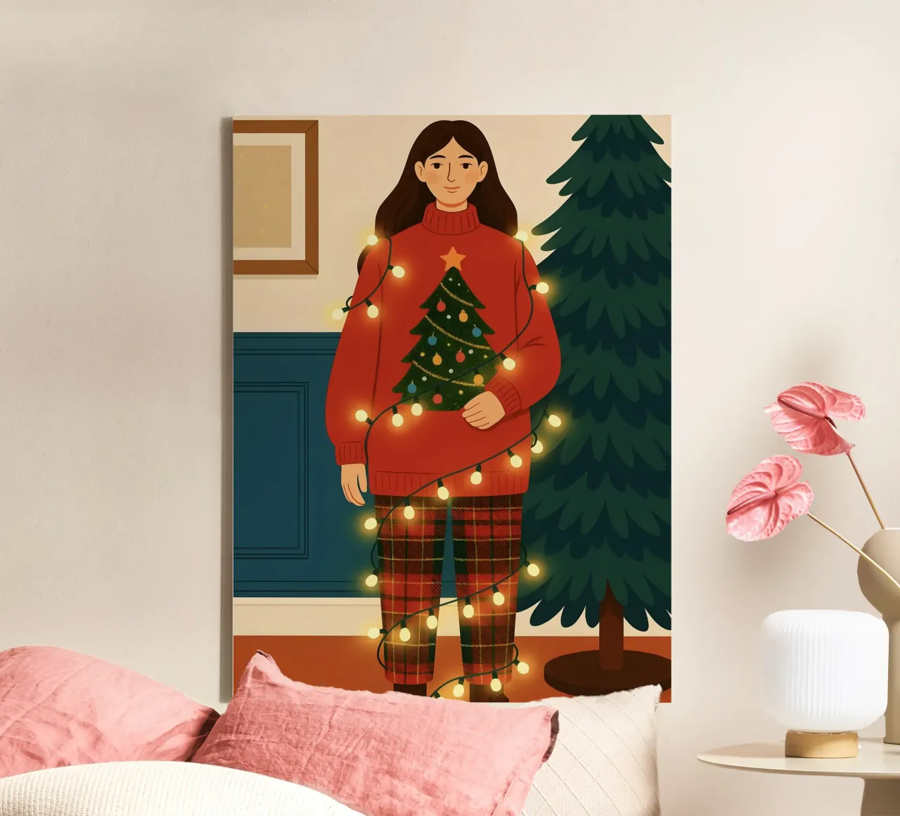 LUCI DI NATALE AGGROVIGLIATE tela da CHRISTMAS ART