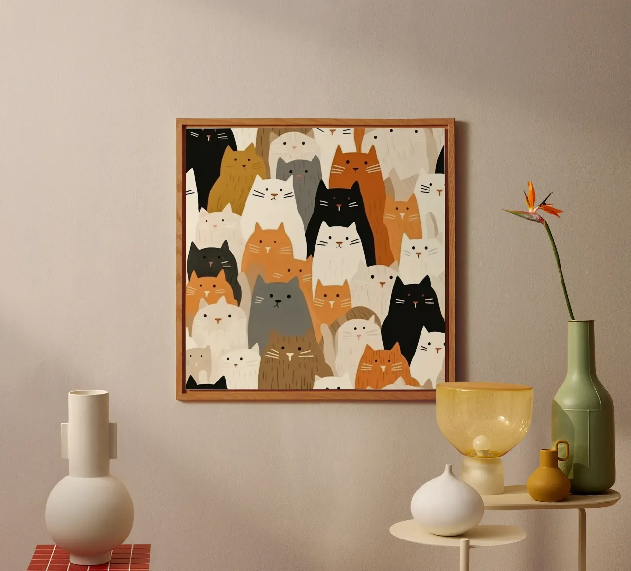 Cats Illustration Pattern f alluminio dibond da The Look