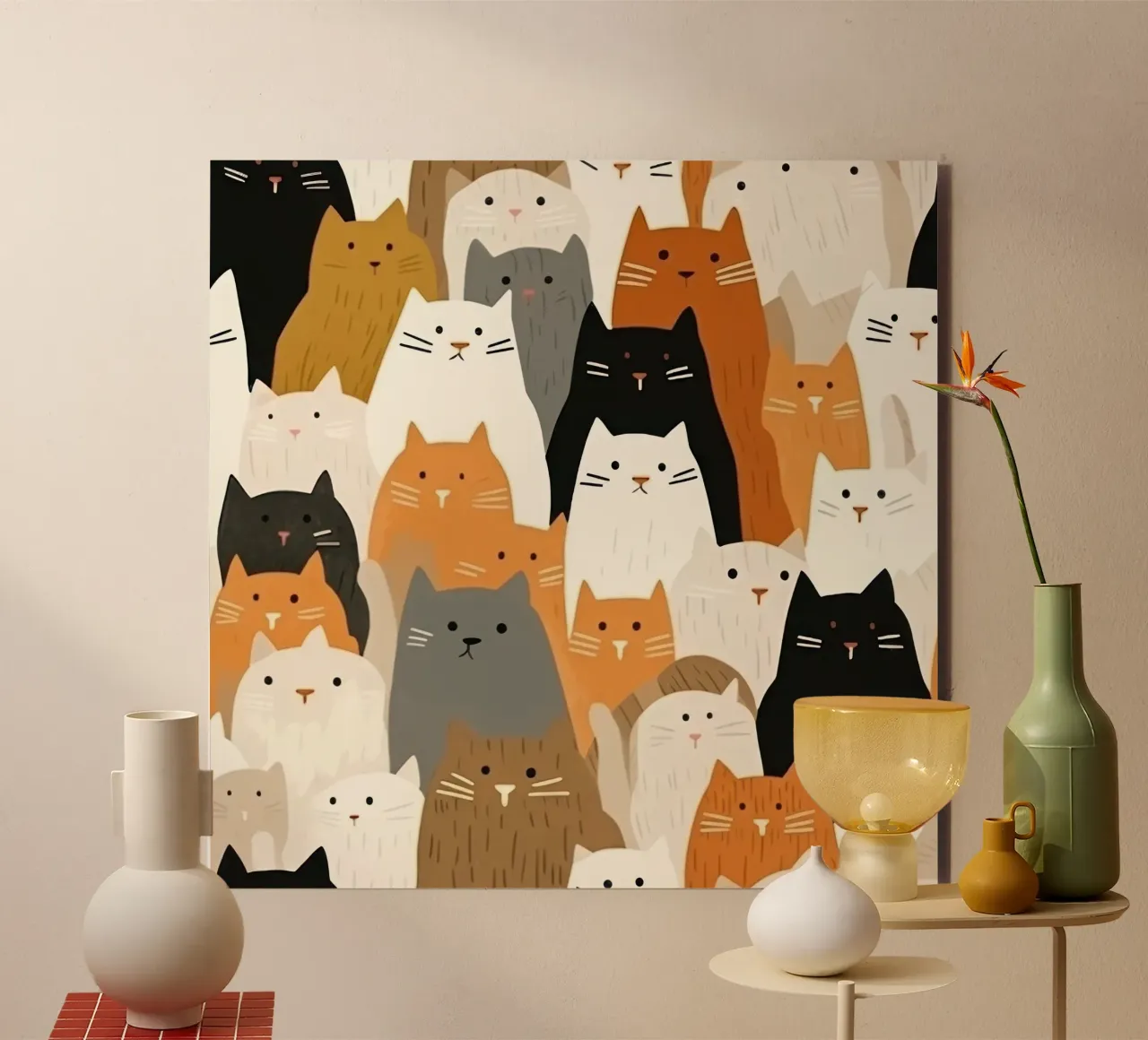 Cats Illustration Pattern f alluminio dibond da The Look