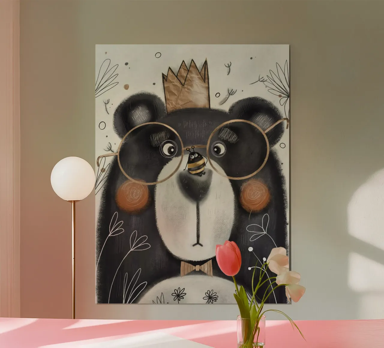 Nelli Suneli - L'ape e l'orso impertinente poster con telaio in legno da The Artcircle