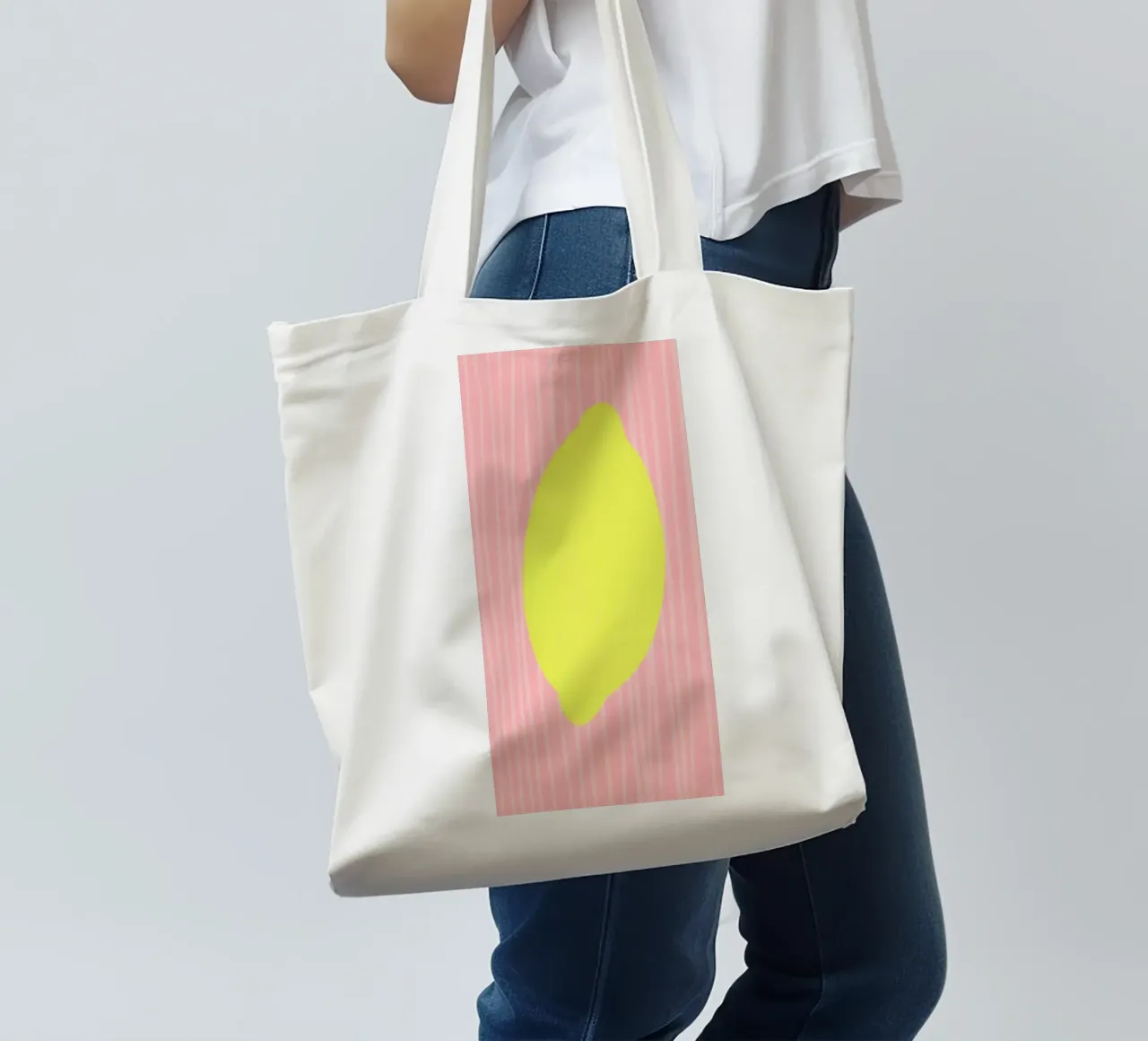 Zitrone Lemon gestreift soft Jutebeutel von Hej Ibiza by Ute Arnold