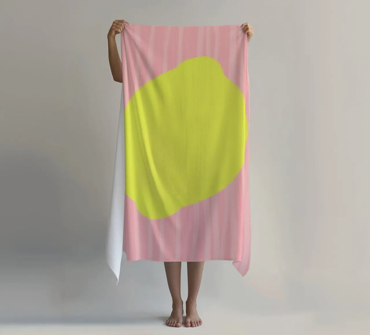 Zitrone Lemon gestreift soft Strandtuch von Hej Ibiza by Ute Arnold