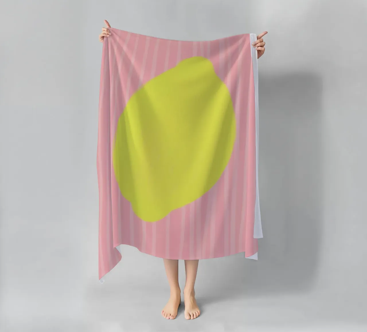 Zitrone Lemon gestreift soft Strandtuch von Hej Ibiza by Ute Arnold