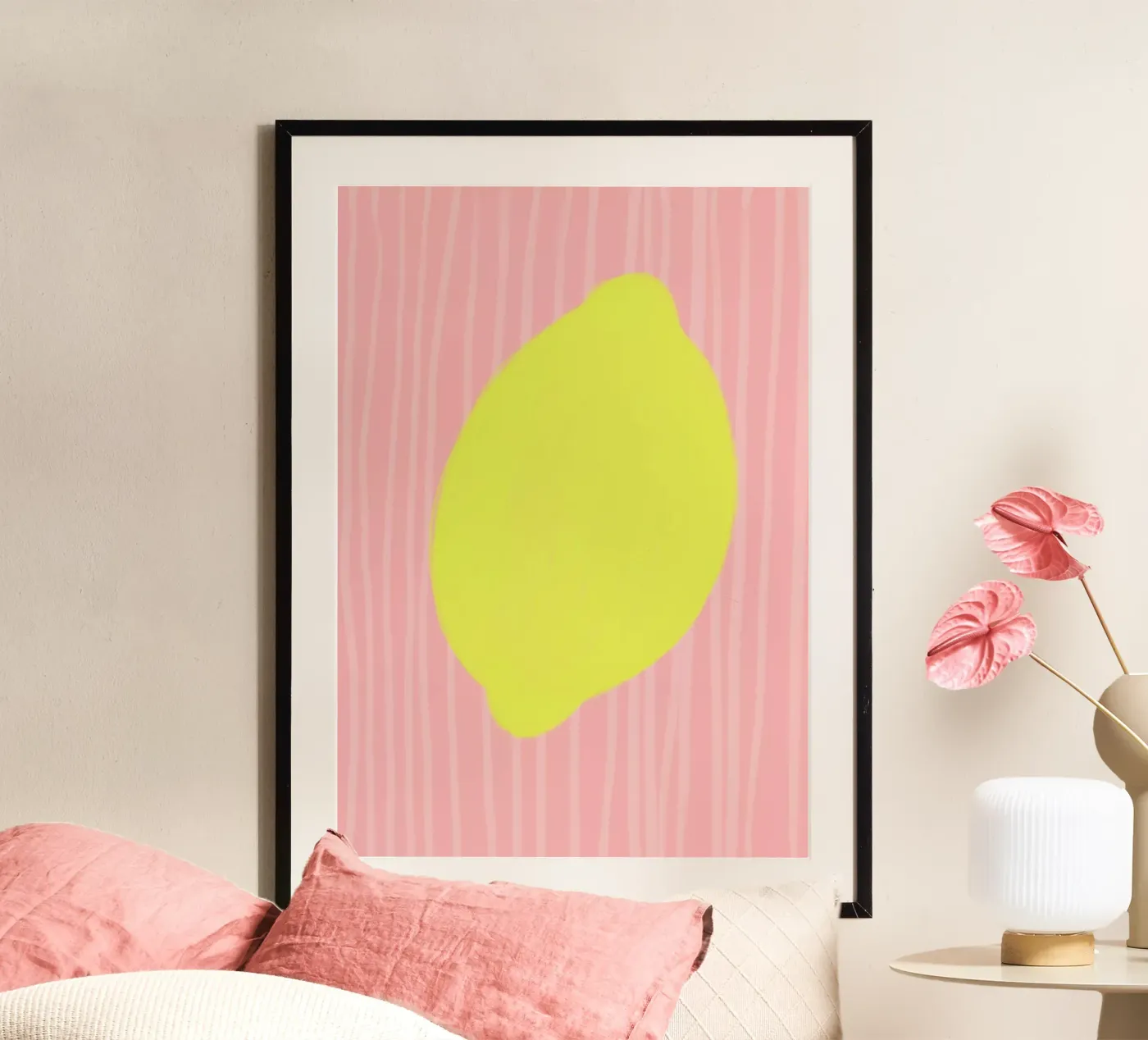 Zitrone Lemon gestreift soft poster de Hej Ibiza by Ute Arnold