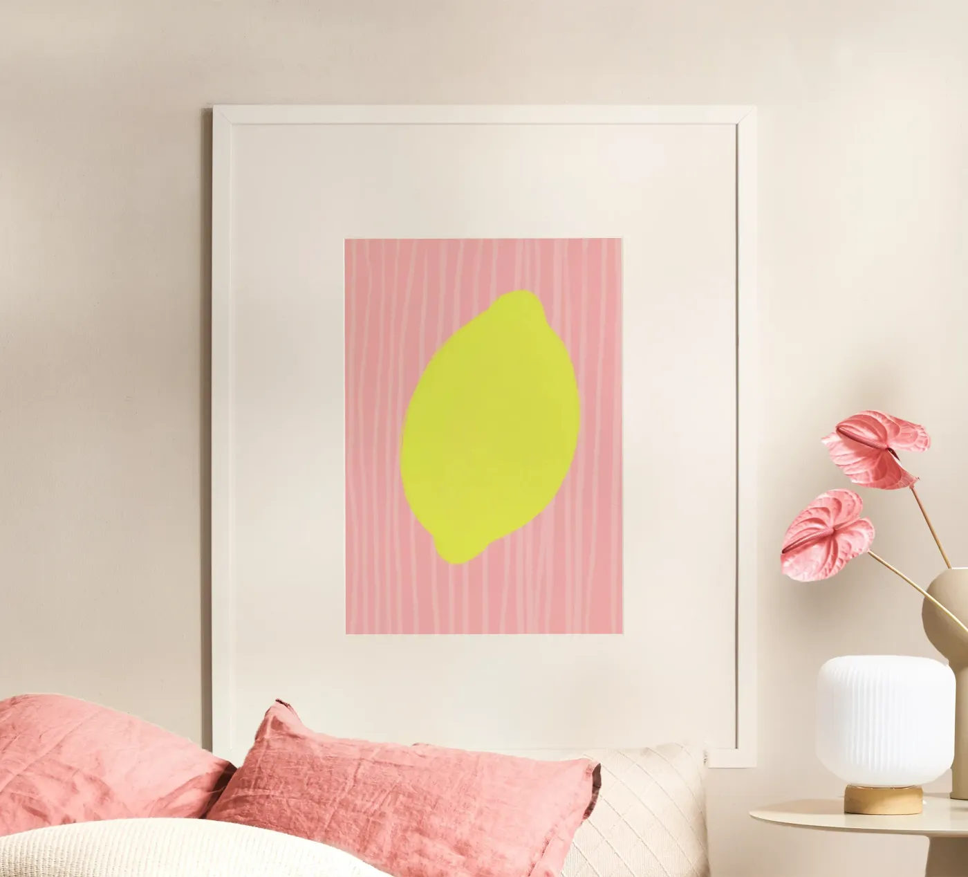 Zitrone Lemon gestreift soft poster de Hej Ibiza by Ute Arnold