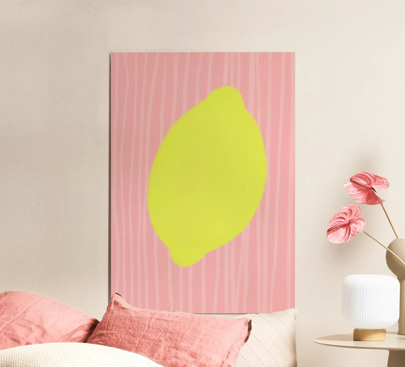 Zitrone Lemon gestreift soft poster de Hej Ibiza by Ute Arnold