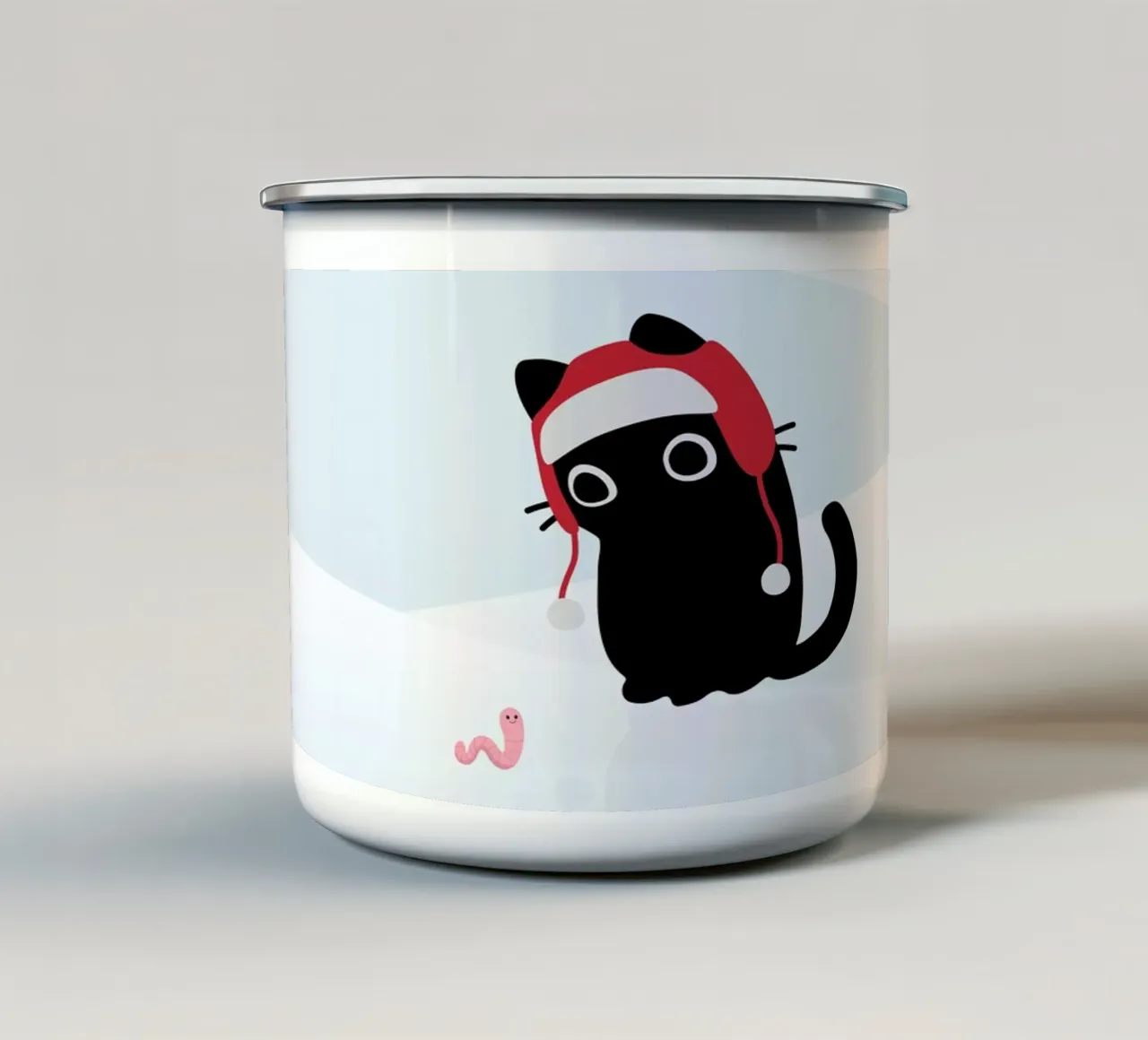 Gatto e verme #2 tazza in smalto da Hightown Design