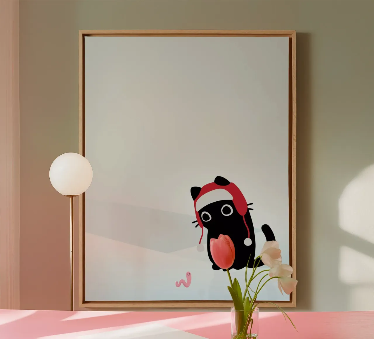Cat & Worm #2 canvas by Hightown Design