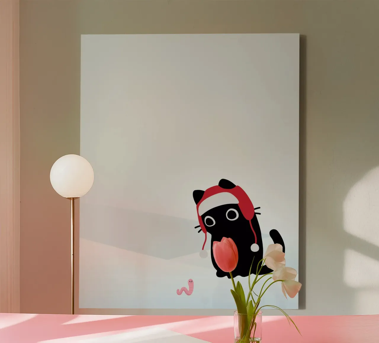 Cat & Worm #2 canvas by Hightown Design