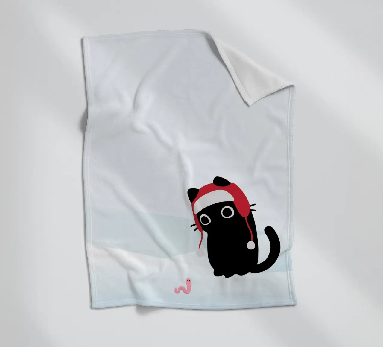 Gatto e verme #2 coperta in pile da Hightown Design