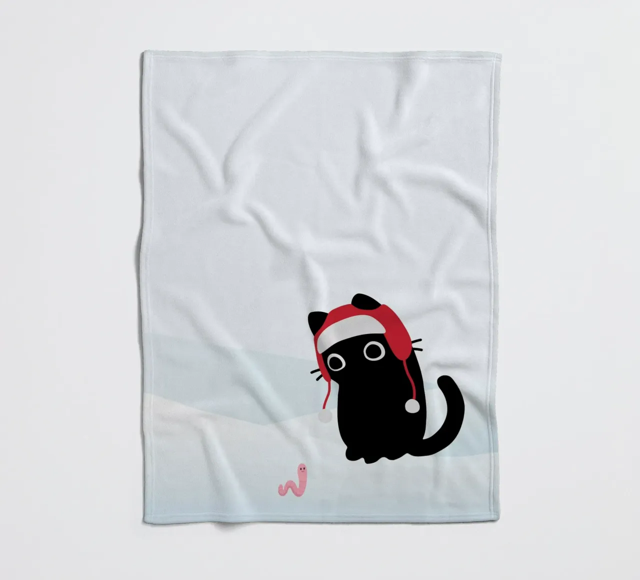 Gatto e verme #2 coperta in pile da Hightown Design