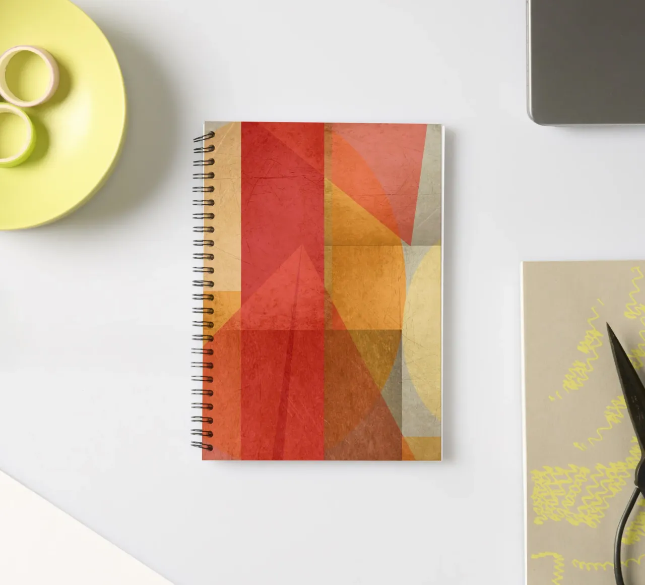 Abstract composition in red and yellow cuaderno de espiral de MirimoART
