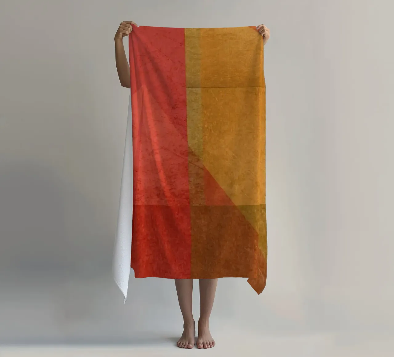 Abstract composition in red and yellow Strandtuch von MirimoART