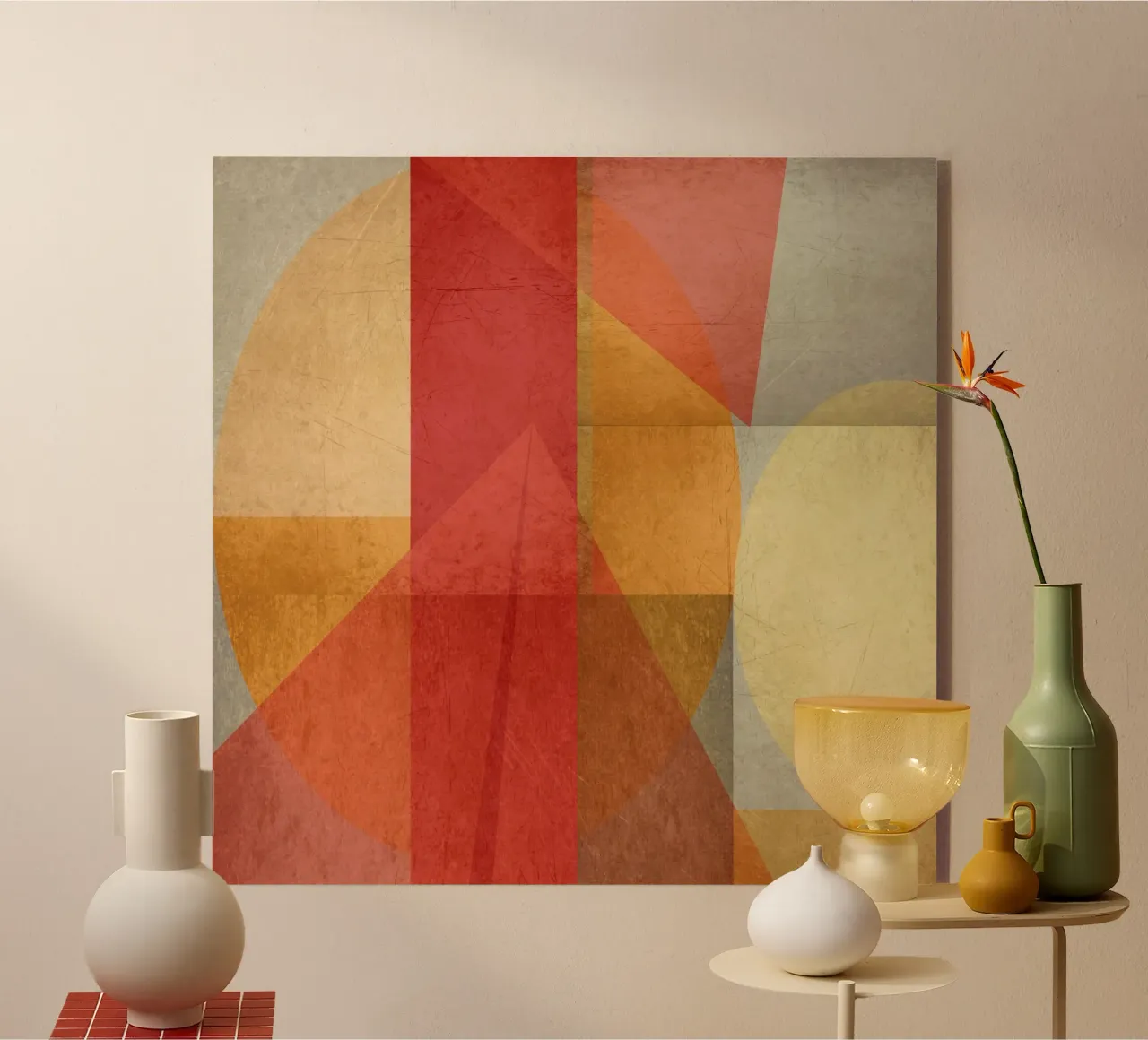 Abstract composition in red and yellow metacrilato de MirimoART