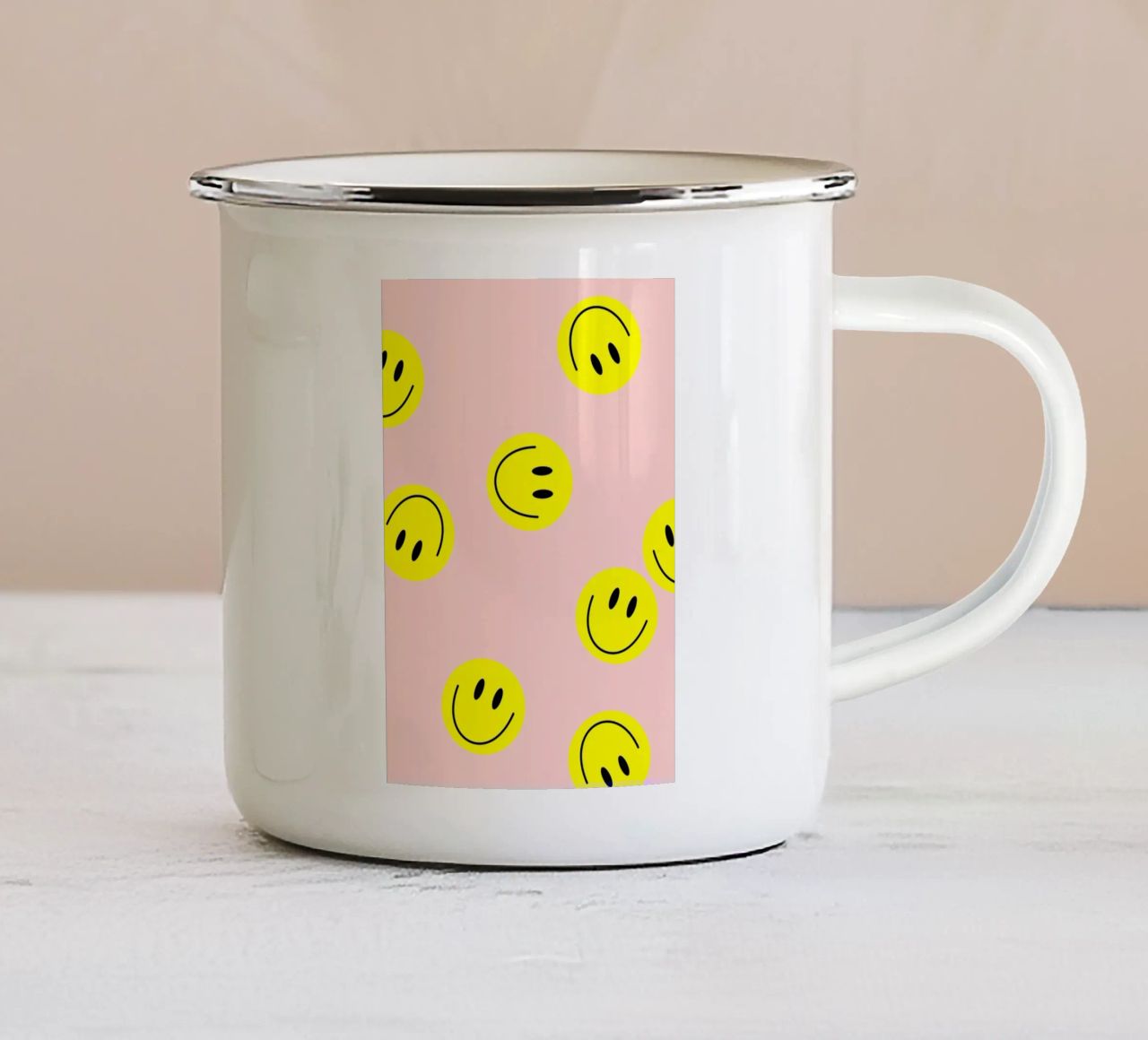 smiley flying Emaille Tasse von Hej Ibiza by Ute Arnold