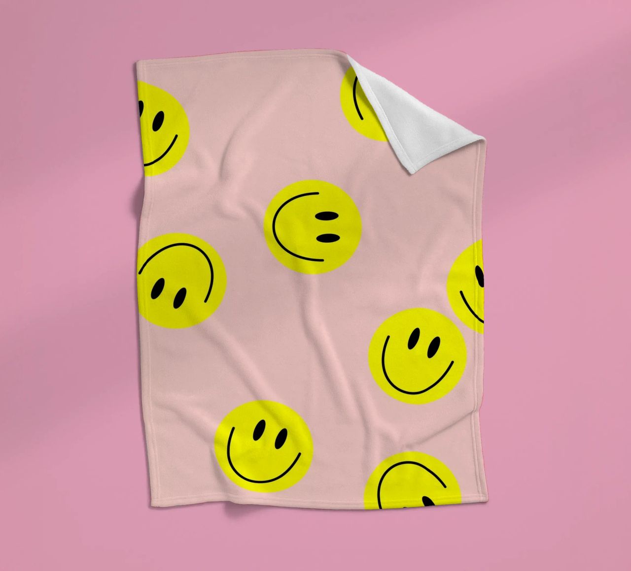 smiley flying fleece blanket by Hej Ibiza by Ute Arnold