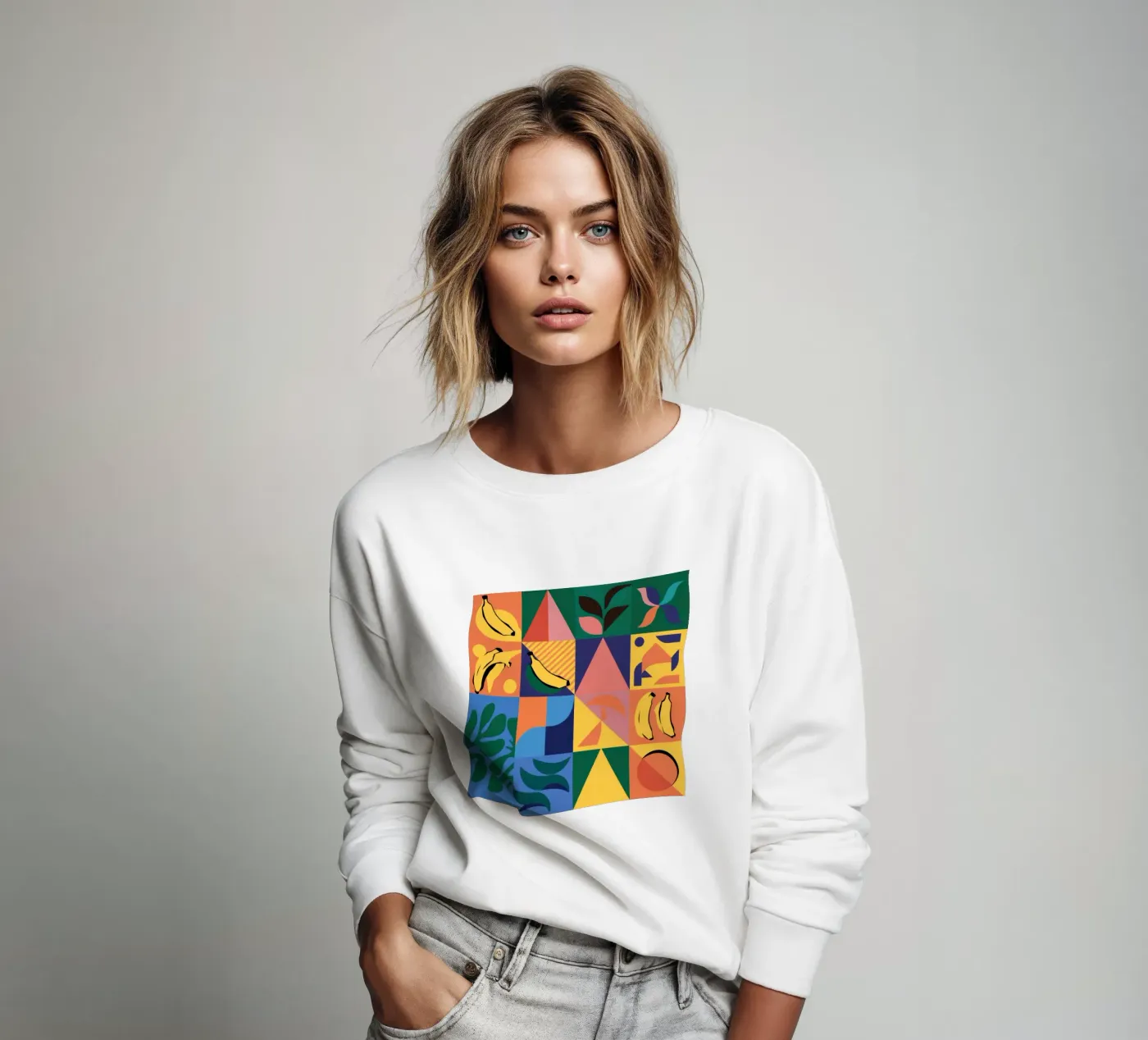 Patchwork geometrico tropicale felpa da Sun Riser