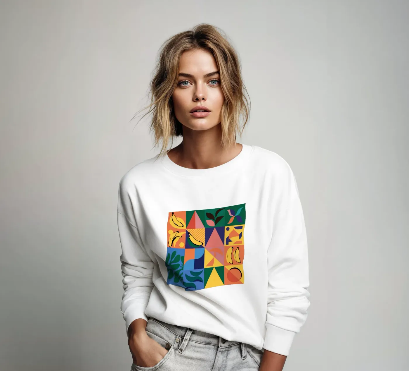 Patchwork geometrico tropicale felpa da Sun Riser