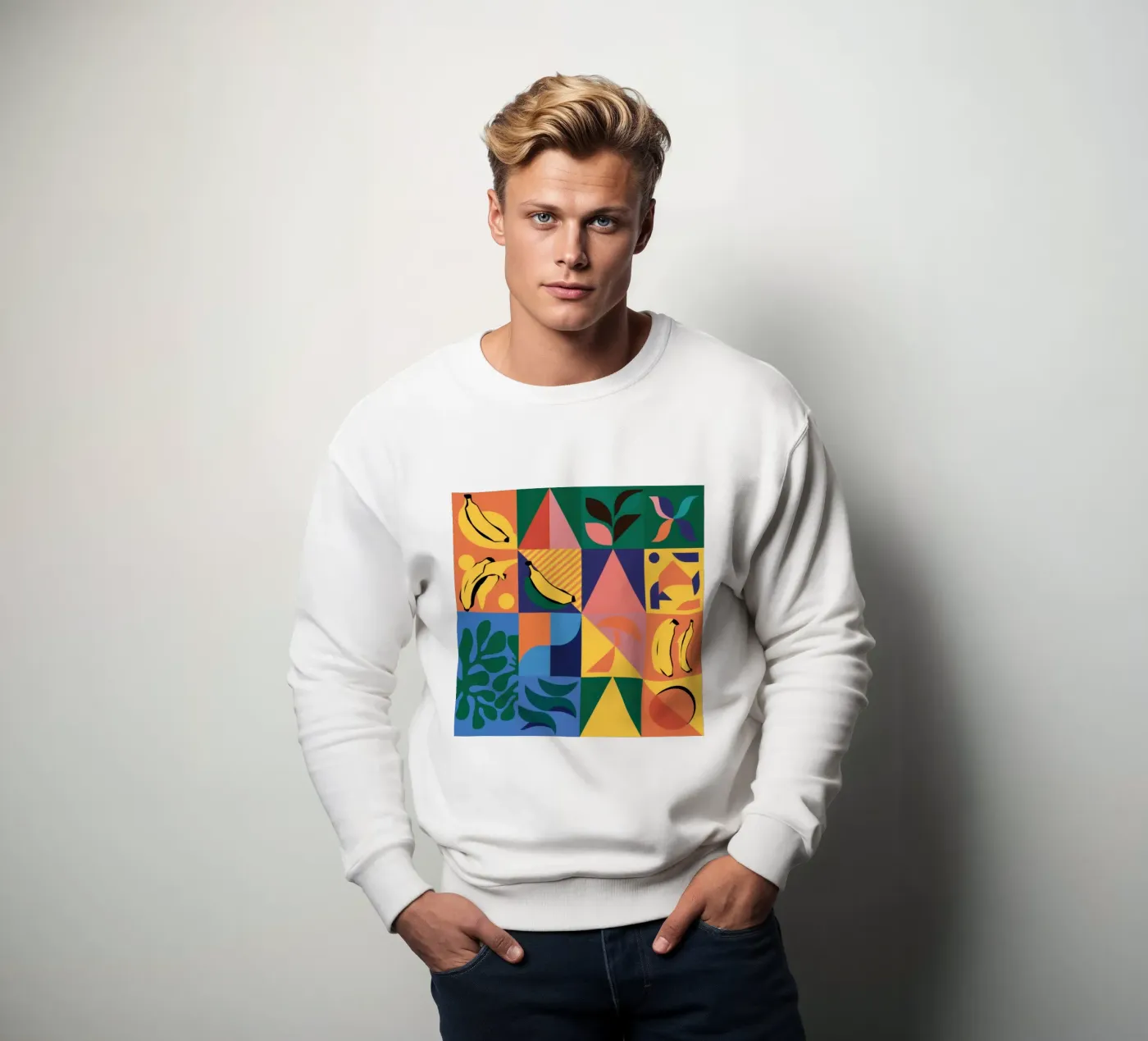 Patchwork geometrico tropicale felpa da Sun Riser