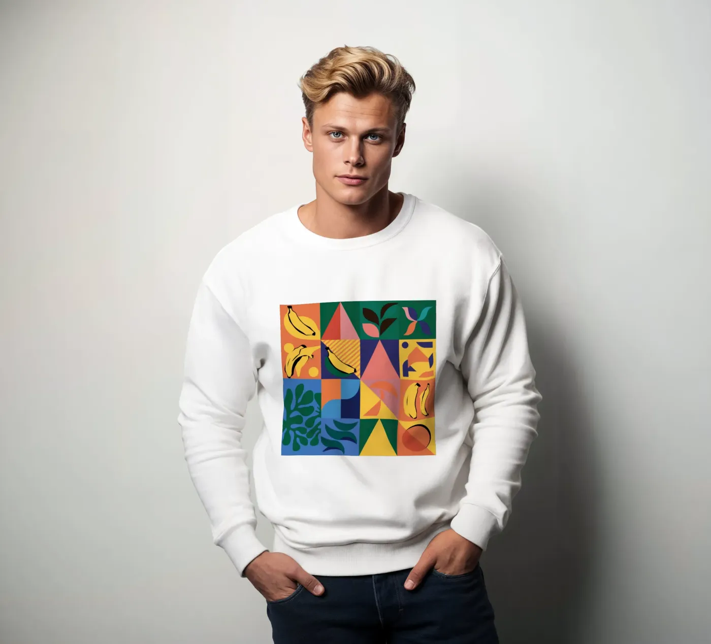 Patchwork geometrico tropicale felpa da Sun Riser