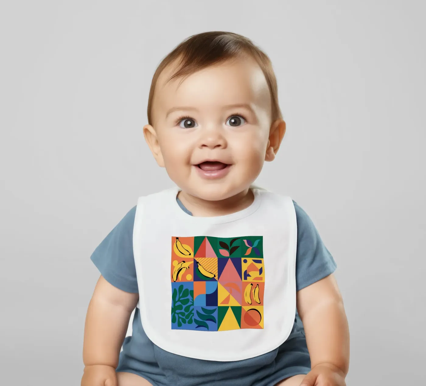 Tropisch geometrisch patchwork baby slabbetje van Sun Riser