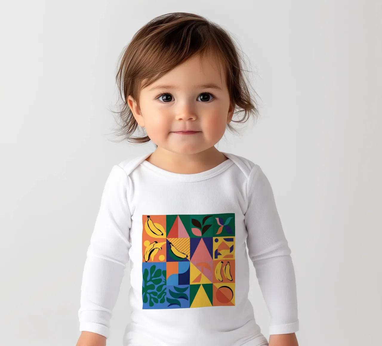 Patchwork geometrico tropicale body neonato maniche lunghe da Sun Riser