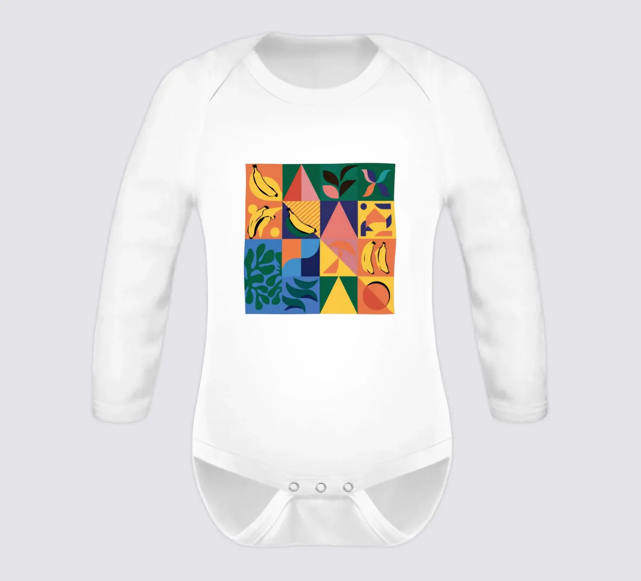 Patchwork geometrico tropicale body neonato maniche lunghe da Sun Riser
