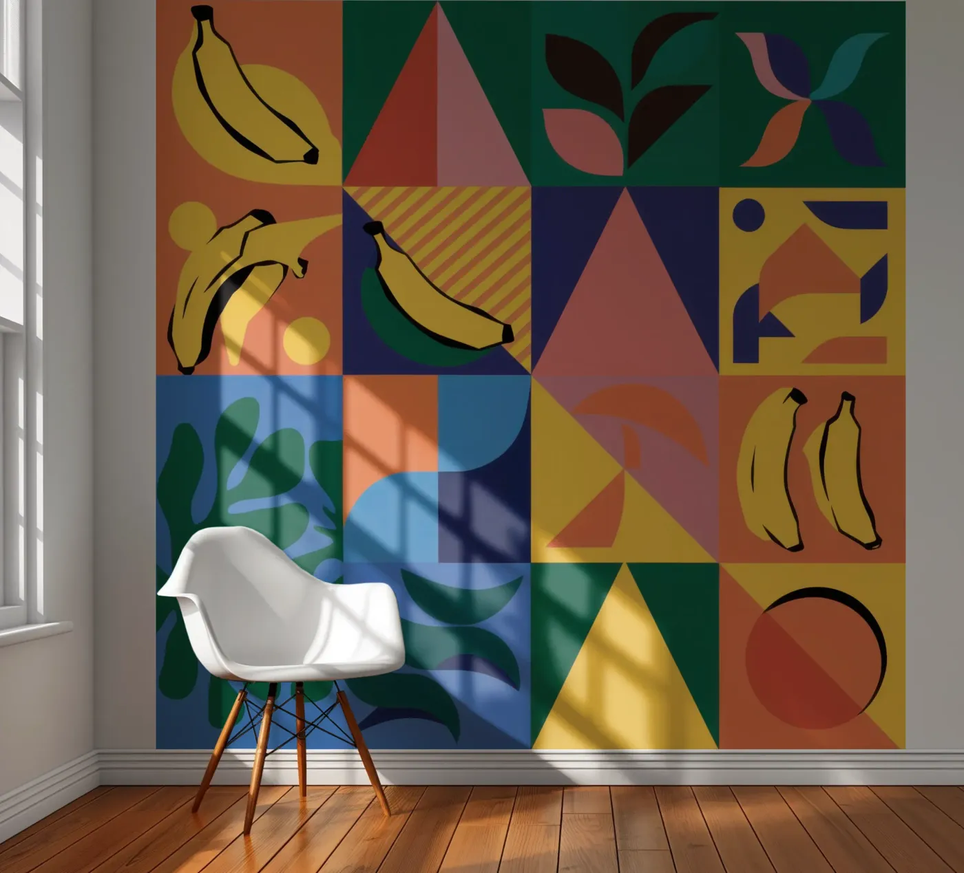 Tropisch geometrisch patchwork fotobehang van Sun Riser