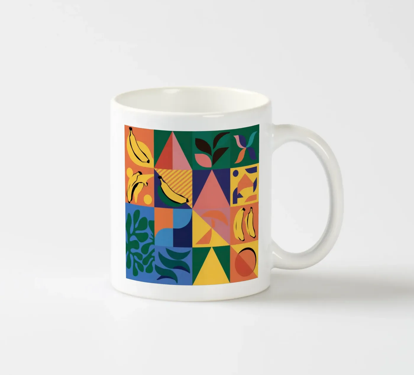 Tropical Geometric Patchwork ceramic mug by Sun Riser