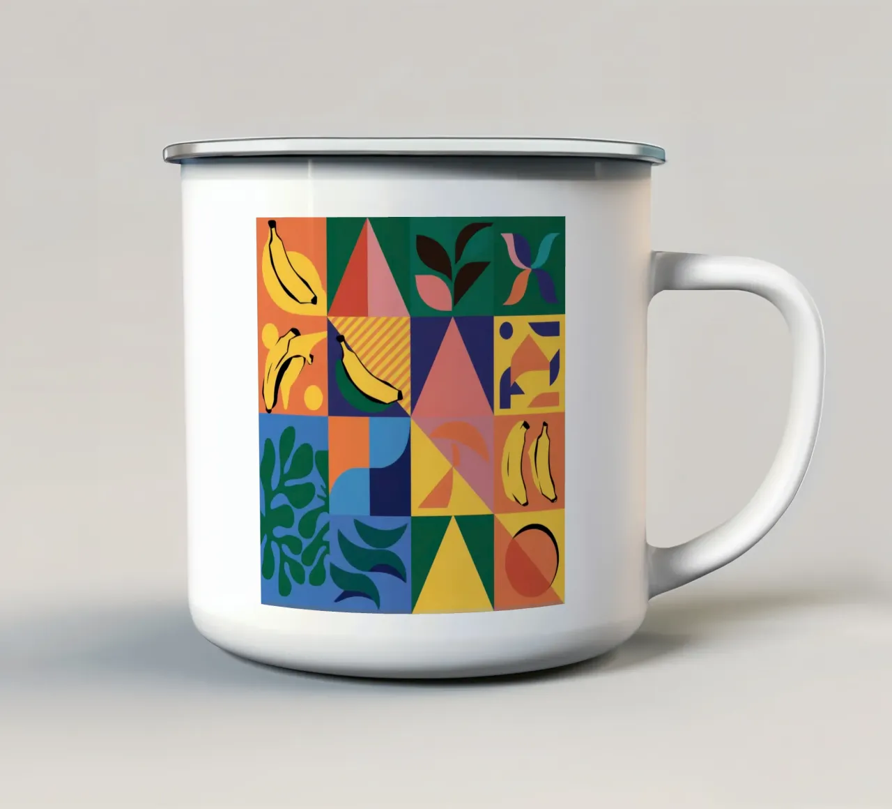 Patchwork geometrico tropicale tazza in smalto da Sun Riser