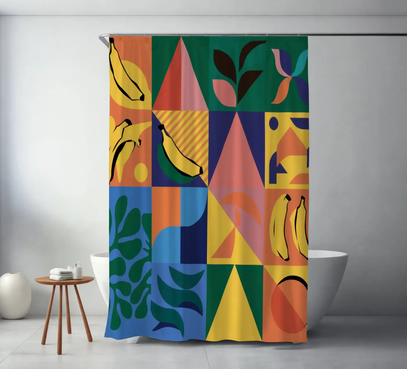 Tropical Geometric Patchwork tenda da doccia da Sun Riser