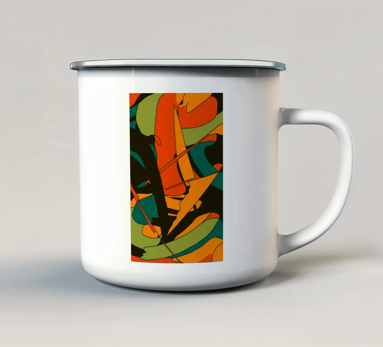 Abstraction de feuilles d'automne mug en émail de Sun Riser
