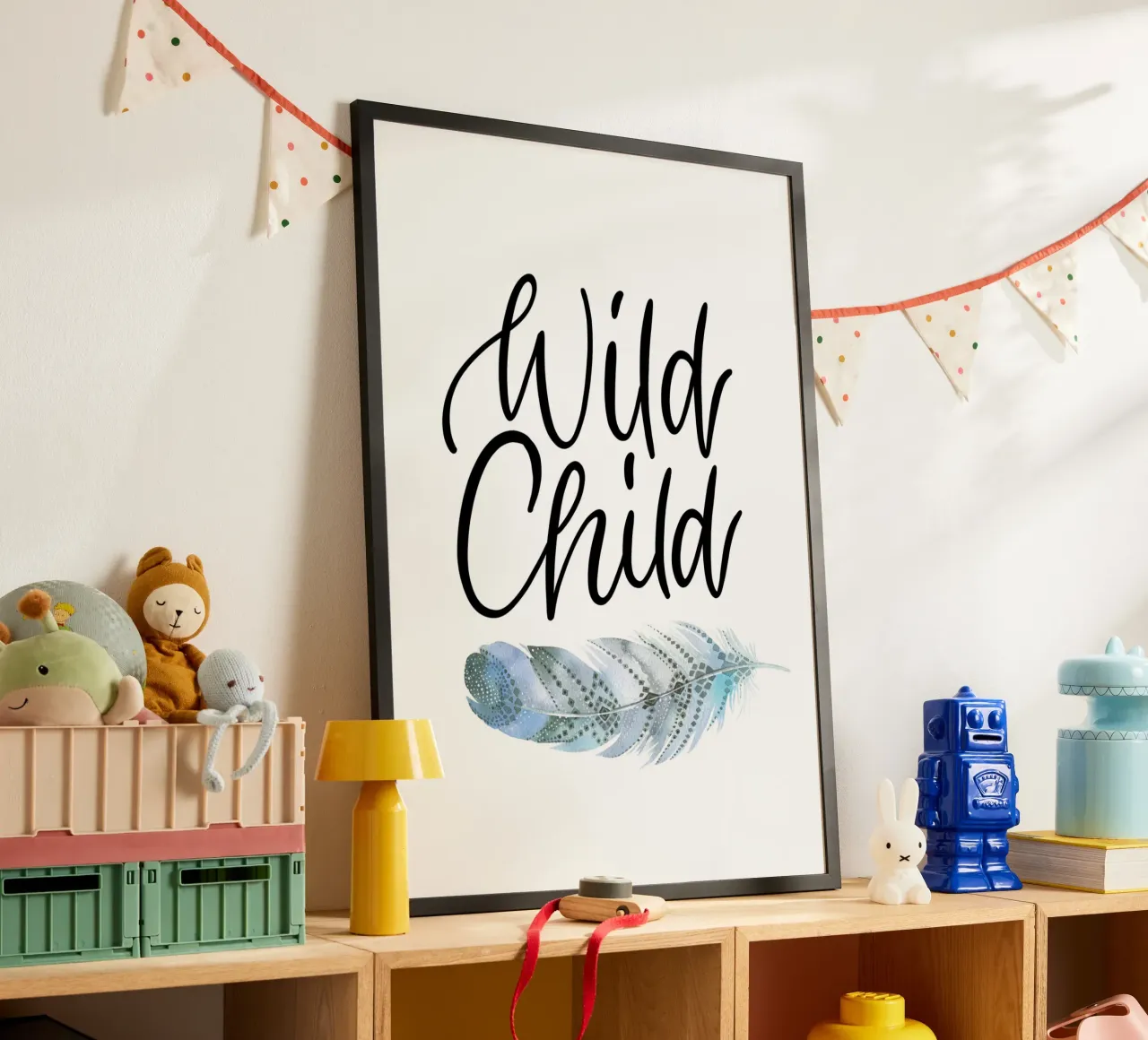 Wild kind. Kind, onstuimig en vrij poster met aluminium frame van CalliLetters