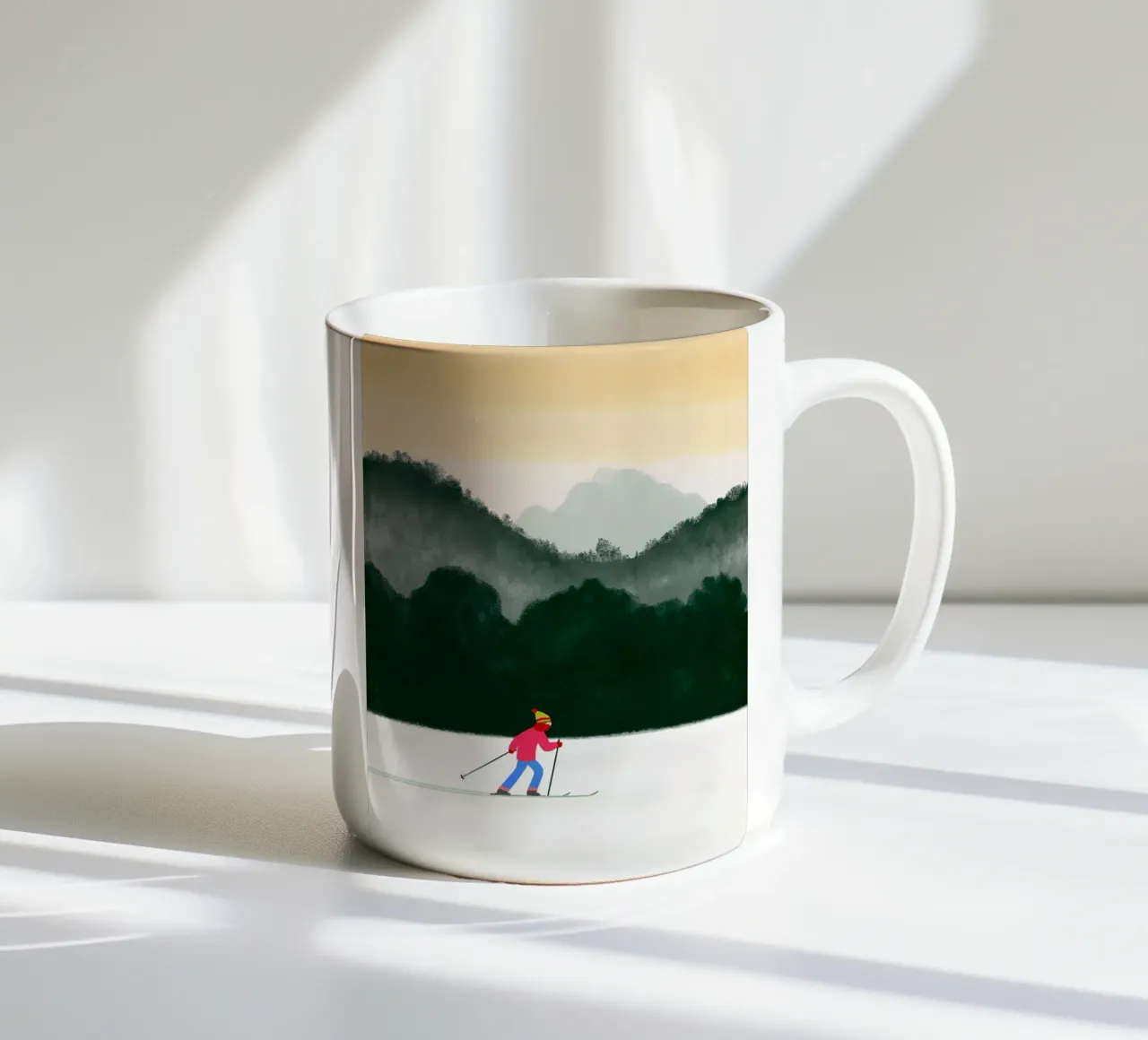 Mattinata di sci silenzioso tazza in ceramica da ChristmasMooodz