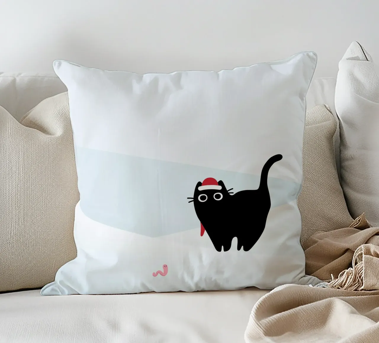 Gatto e verme #3 cuscino da Hightown Design