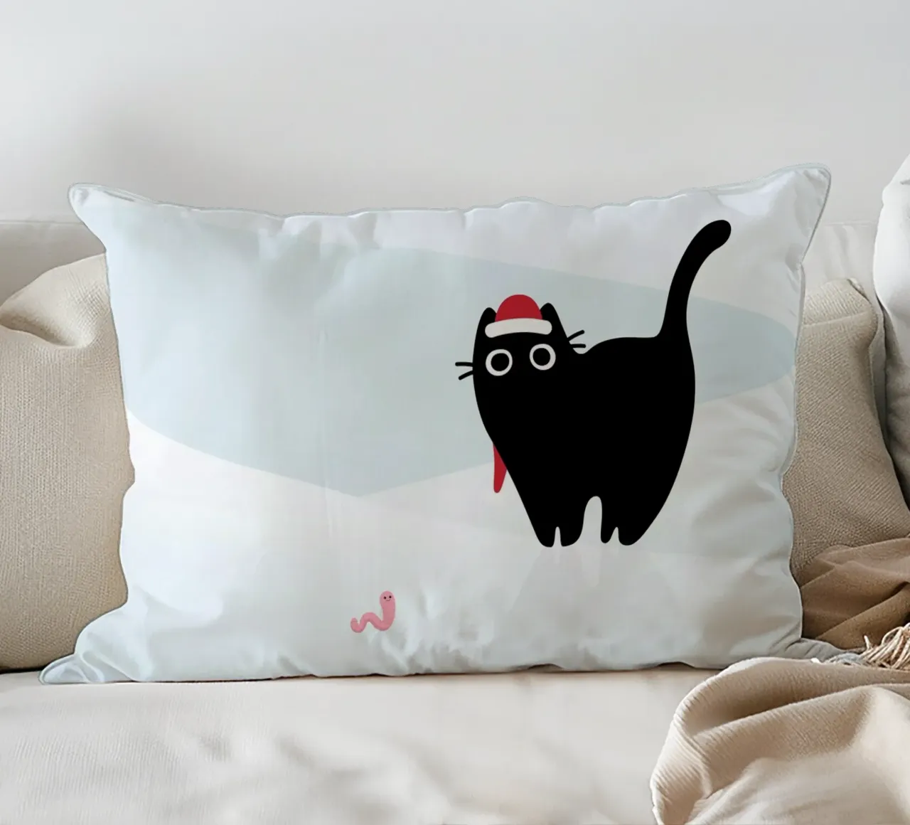 Gatto e verme #3 cuscino da Hightown Design