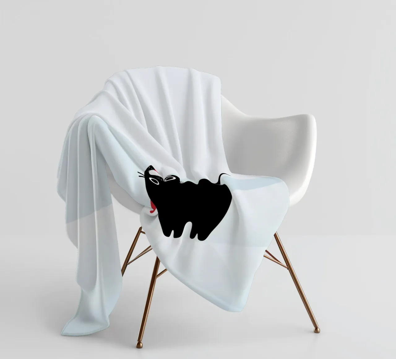 Gatto e verme #3 coperta in pile da Hightown Design
