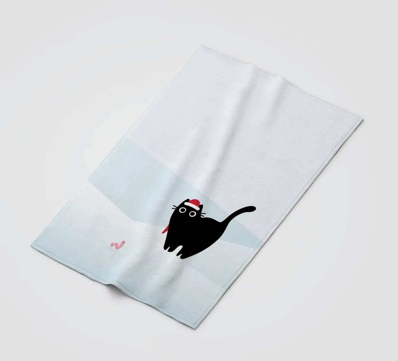 Gatto e verme #3 coperta in pile da Hightown Design