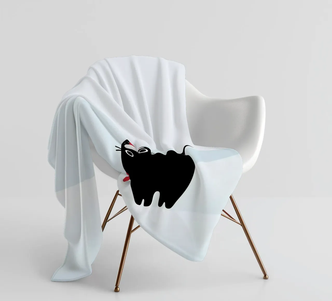 Gatto e verme #3 coperta in pile da Hightown Design