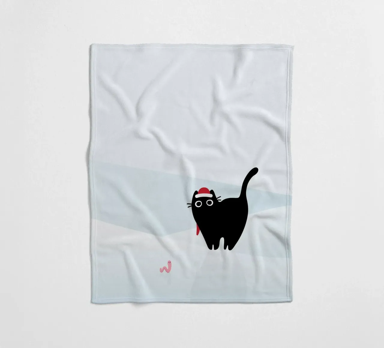 Gatto e verme #3 coperta in pile da Hightown Design