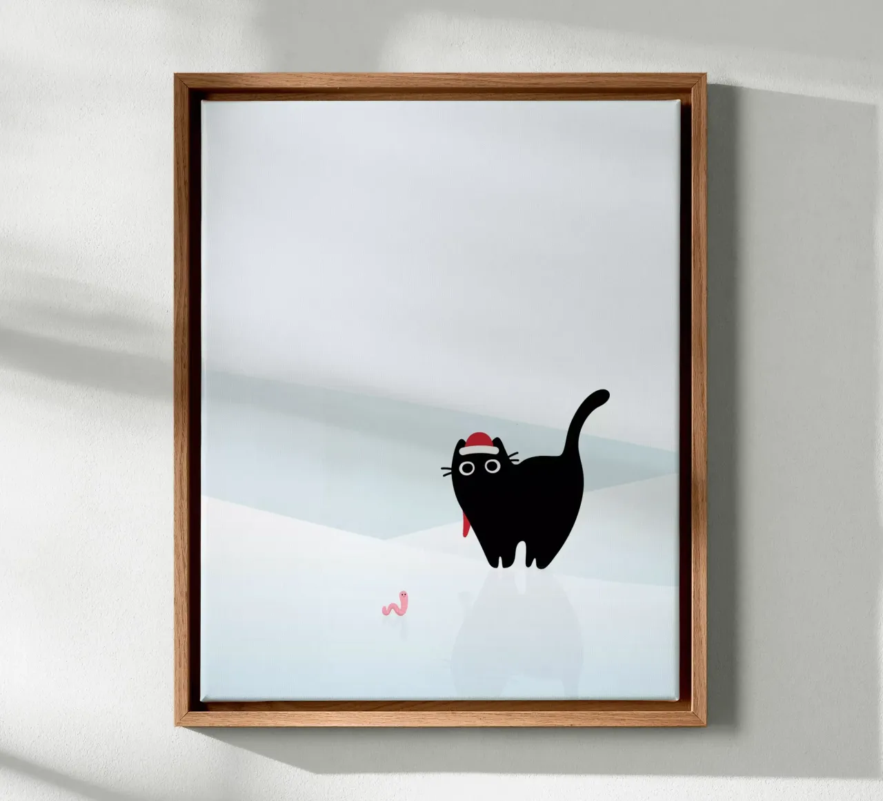 Cat & Worm #3 canvas with Floater frame by Hightown Design