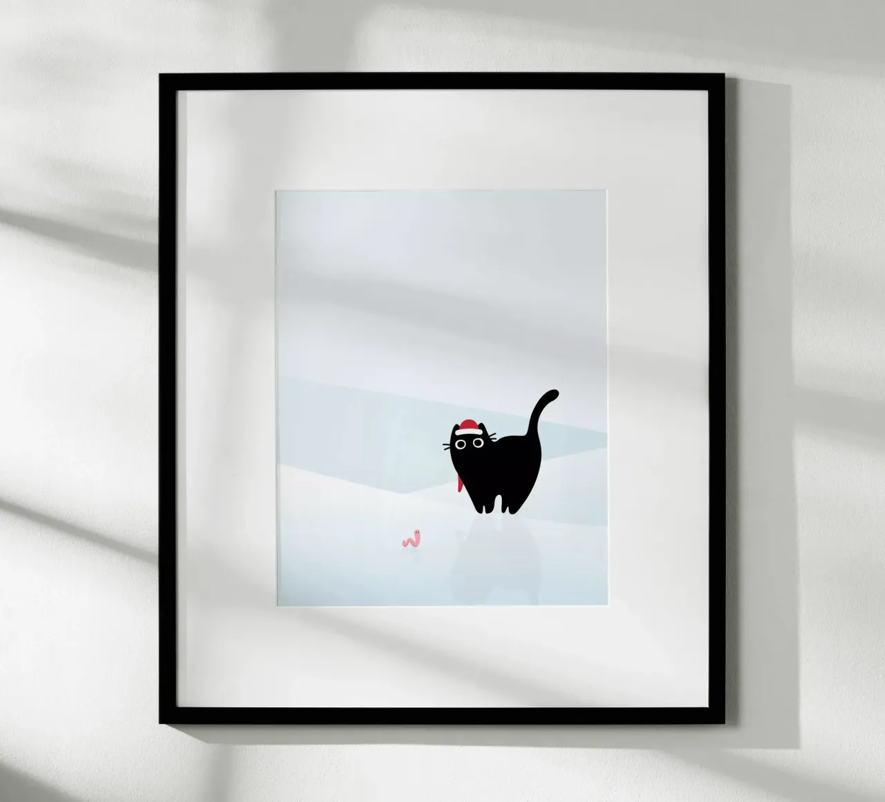 Gatto e verme #3 poster con telaio in legno da Hightown Design