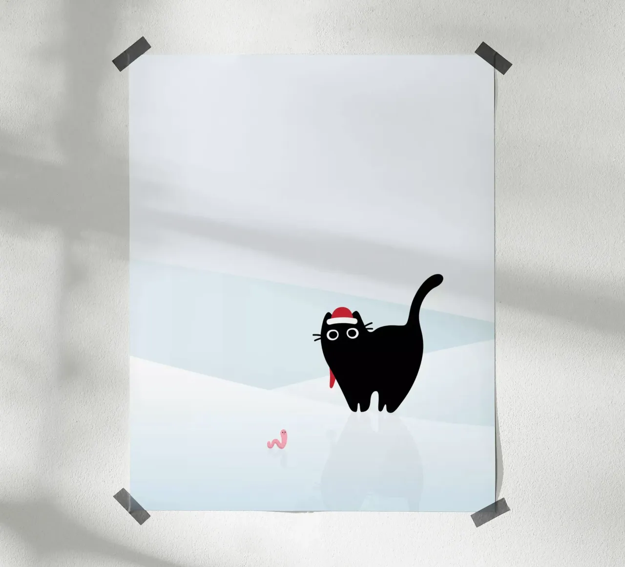 Gatto e verme #3 poster con telaio in legno da Hightown Design